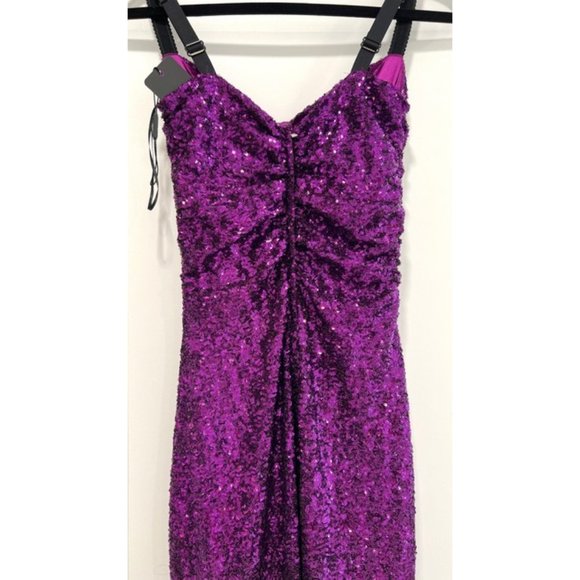 Dolce And Gabbana Purple Sequinned Cut Out Long Dress - Picture 9 of 12